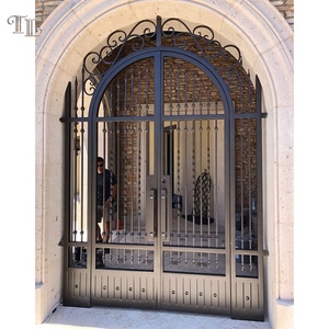 <span class=keywords><strong>Portail</strong></span> d'entrée principal en fer forgé sur mesure TL, <span class=keywords><strong>portail</strong></span> de jardin en fer forgé, portails de cour en métal noir pour entrées cintrées - Product Image 3