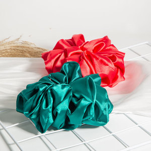 Scrunchies Satin Large <b>Hair</b> Tie <b>Red</b> Dark Green Daily Use Elastic <b>Band</b> Women's <b>Hair</b> Styling Accessories - Product Image 1