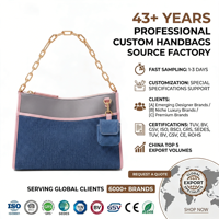 Blau-Graue Denim PU-Leder Ketten-Schultertasche Luxuriöse Modische Elegante Stilvolle Tägliche Schicke Damen Geldbörse Handtasche OEM Maßanfertigung