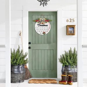 Liste de Noël Bienvenue porte signes Noël jusqu'à rond <span class=keywords><strong>calendrier</strong></span> en bois porte d'entrée pays maison murs décorés de couronnes - Product Image 5