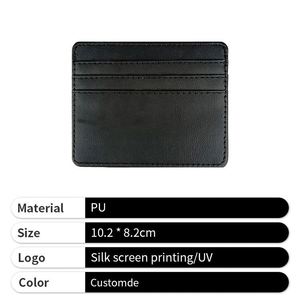 Pu Leather Business Custom Print Logo Small Pocket Id Card <b>Holder</b> Wallet for Wholesale - Product Image 4