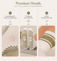 Chaussettes de yoga en coton OEM en gros pour femmes, antidérapantes, pour fitness et danse, avec grip, coussinées, tricotées, pour Pilates et yoga, personnalisables