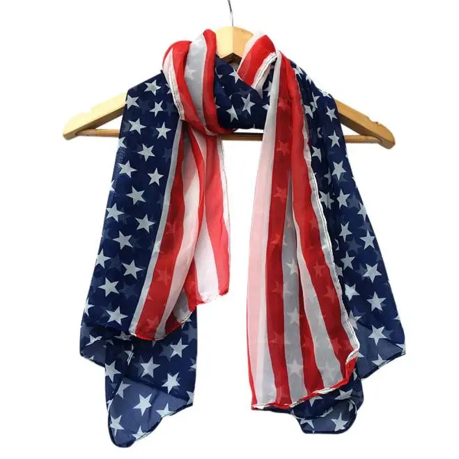 USA American flag scarf beach wrap soft lightweight shining sequin scarf