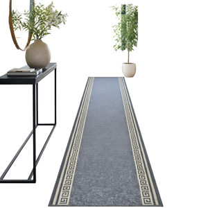 AUTOVI <span class=keywords><strong>Tappeto</strong></span> Runner <span class=keywords><strong>Grigio</strong></span> con Bordo Geometrico Personalizzato Direttamente dalla Fabbrica per Hall di Hotel, Uffici, Corridoi e Interni - Product Image 1