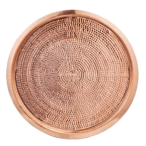Plato Redondo de Cobre Pulido Hecho a Mano con Borde Enrollado, Ecológico, Duradero, Diseño Moderno para Hoteles, Restaurantes y Eventos - Product Image 1