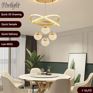 Lámpara de Araña LED de Cristal Dorado con Altura Ajustable, Moderna y Creativa, con Colgante de Capa Media, para Restaurante, Dormitorio, Escalera - Product Image 2