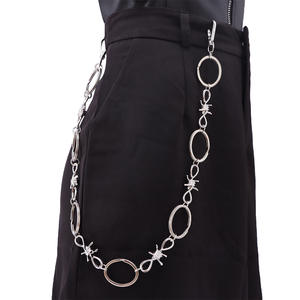 Cadena de cintura blanca K de una sola capa con diseño de púas circulares y patchwork, accesorio de mezclilla para mujer, a la moda - Product Image 2