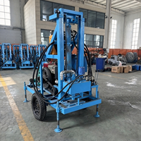 Foreuse portable pour puits d'eau profonde de 200 m avec diamètre de forage de 400 mm, machine de forage diesel sur roues