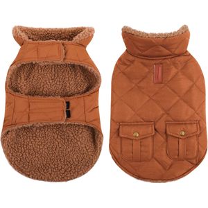 Giacca invernale con fodera Ultra spessa Premium per cani di piccola taglia piumino caldo con tasche portaoggetti (marrone) - Product Image 5