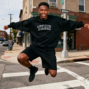 TKAN289, parche bordado personalizado, 2 piezas, ropa de calle de algodón con cuello redondo para hombre, Conjunto de sudadera de gran tamaño y pantalones cortos, chándal - Product Image 2