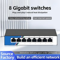 Tshield ZX-G1008D Switch Gigabit Ethernet de 8 Puertos, No Administrado, Full-Duplex 10/100/1000Mbps 16Gbps, Escritorio, Sin Ventilador, Plug&Play, PC, TV