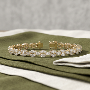 Pulsera de Tenis Personalizada de Oro con Moissanita, Forma Marquesa, Joyería de Lujo para Hombre, Estilo Hip Hop, Cadena Fina de Diamantes, Pulsera Clásica, Regalo - Product Image 1