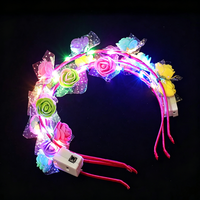 Couronne de fleurs LED multicolores premium, serre-tête lumineux, guirlande florale, coiffe lumineuse pour concert, soirée, festival