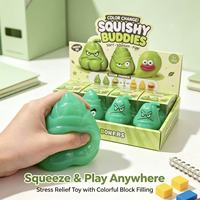 Jouet anti-stress Squishy Buddies à récupération lente, mignon jouet à presser en forme de légume de dessin animé, design visage amusant, boîte cadeau individuelle
