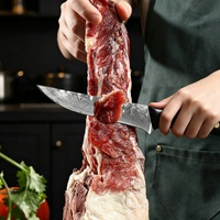Couteau à désosser de cuisine moderne en acier Damas série T, très tranchant, pour découper la viande, couteau de découpe ambidextre avec manche en bois