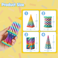 Lot de 4 jouets anti-stress en plastique imprimés en 3D, forme de pyramide impossible, couleurs pastel, gadgets de bureau pour adolescents, adultes, unisexe
