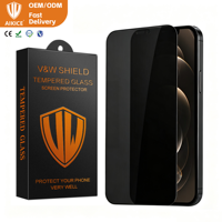 Protections d'écran en verre trempé anti-espionnage et anti-choc pour 18 17 16 Pro Max avec dureté 9H, couverture complète, échantillon gratuit