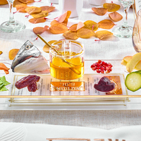 Plaque de table en acrylique avec prières de Simanim en nid d'abeille, décoration de table pour la fête juive de Rosh Hashanah, cadeau judaïque