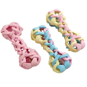 Giocattoli da Masticare Sostenibili per Cani con Denti Luminosi, Osso in Gomma TPR Intrecciato con Luce Lampeggiante e Campanello per la Pulizia dei Denti - Product Image 1