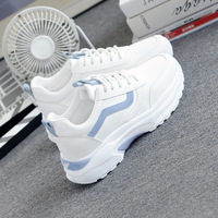 Zapatos Deportivos Modernos para Estudiantes, Blancos, con Suela Gruesa, Aumentan la Estatura, Zapatos para Caminar con Punta Redonda, Zapatos para Correr de PU