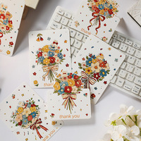 Cartes de remerciement à motif de bouquet charmant, en papier imprimé offset, pliage délicat, pour cadeaux de fête et fournitures pour petites entreprises
