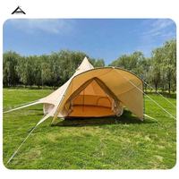 Tente de camping, glamping et safari BOTEEN en toile de coton avec structure en acier galvanisé, imperméable, pour toutes les saisons, deux chambres, type tente cloche
