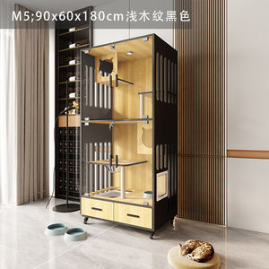Villa pour chat en bois massif respirant de luxe moderne, armoire pour chat d'intérieur avec fonction pliable pour une utilisation dans le salon - Product Image 6