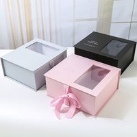 Boho — boîtes cadeaux de luxe à nœud papillon, boîtes pliables, avec ruban et fenêtre transparente pour emballage de fleurs
