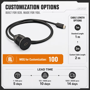 USB 2.0 Waterproof Cable 3.5mm AUX Audio Jack Extension <strong>Cord</strong> 3A Fast Charging Car Stereo Dashboard for Vehicle Truck Boat Motor - Product Image 5