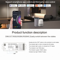 Aipin Contrôleur universel PWM pour bande LED RGB avec contrôle par application Zigbee, 4 zones, télécommande, DC 12/24V, IP20, 30M, 360W, CE, Garantie 2 ans