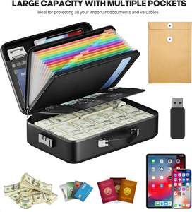 Portable Fireproof Document Bag EVA Hard Shell Waterproof & Lockable <b>A4</b> <b>File</b> Storage Box for Legal - Product Image 3