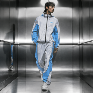 Veste coupe-vent personnalisée ODM pour homme avec capuche, 100% polyester, séchage rapide, ensemble de survêtement vintage pour l'été, veste de sport, ensemble jogging - Product Image 2