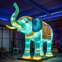 Lanternes d'éléphant grandeur nature personnalisées, lanternes d'animaux réalistes, décoration artisanale, imperméables, pour défilés nocturnes en extérieur