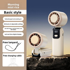 S17 New Plastic Handheld Mini USB Fan Silent Powerful Wind Digital Display 100-Speed Dual Battery Long Battery Life Portable - Product Image 2