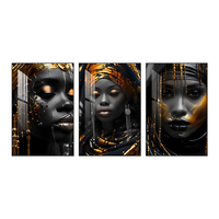 Portrait d'une femme noire sur toile, affiche d'artiste moderne, peinture murale africaine, décoration murale pour la maison