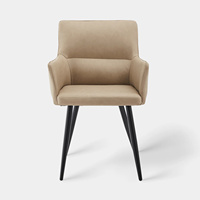 Fauteuil de salle à manger en similicuir beige antique confortable avec pieds en métal