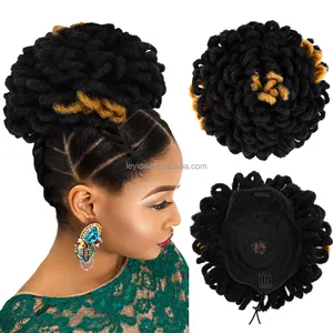 Large Loc Petal Bun Drawstring Hairpiece Afro Puff Ponytail Faux Locs Chignon Dreadlock Hair Bun for Black Women