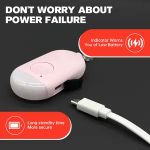2023 Mini alarme personnelle torche flash alarme 130db auto-défense porte-clés alarme avec bouton SOS