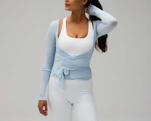 Lumin Custom Women's Long Sleeve Cardigan Open Front Ballet Wrap Blouse Breathable Yoga Shirts - Product Image 5