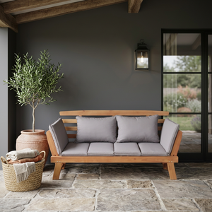 Modern Acacia Solid Wood Durable Daybed <b>Bench</b> Outdoor Furniture for Park & Mall Use Contemporary Design Vietnam - Product Image 6