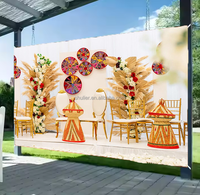 Rideau de fond de scène de mariage de grande taille personnalisé, style fleur éthiopienne, 3,5 x 4 m, vente en gros