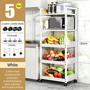 Étagère de rangement de cuisine multifonctionnelle sur pied avec logo personnalisé disponible et roulettes pivotantes - Product Image 2