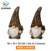 Figurine de gnome de jardin en résine durable, résistante aux intempéries, avec chapeau en forme de pomme de pin et pelle, pour décoration extérieure et intérieure