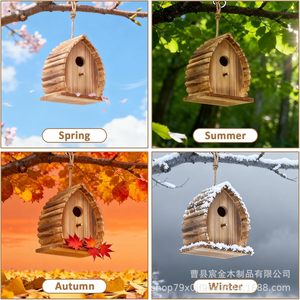 Casa de Pájaros Colgante de Madera para Exteriores, Tamaño Pequeño, para Colibríes, Pájaros Azules, Pinzones, Gorjas, Cardenales, Decoración de Jardín - Product Image 3