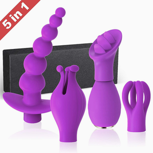 <span class=keywords><strong>5</strong></span> En <span class=keywords><strong>1</strong></span> silicona mujer Sexy estimulación del clítoris masaje eléctrico <span class=keywords><strong>Mini</strong></span> adulto juguete sexual pareja vibrador con 4 Uds tocados - Product Image 3