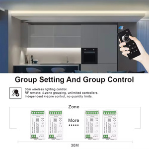 MC101B Dimmer BT con Telecomando a 4 Zone, Controllo di Gruppo e Sincronizzazione Musicale per Controller Strisce LED 5-24V DC 288W 6A - Product Image 6