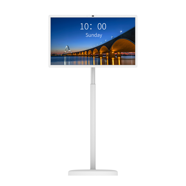 24.5 Inch White Tablet TV Smart Touch Screen Android OS 8GB+128GB Storage Rotating TV Stand LED FHD Bathroom TV Portable