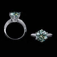 Bague en argent sterling S925 avec moissanite GRA 5 carats couleur D VVS pour femme, idéale pour fiançailles et mariage, avec gravure laser gratuite du logo.