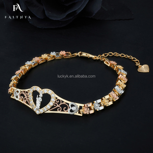 FB0037 personnalisé 14K or laminé Pulsera De Piesmal De Ojo Zircon Designer San <span class=keywords><strong>Judas</strong></span> Tadeo coeur Bracelet charmes - Product Image 1