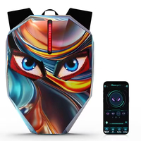 Tas ransel motor LED cerdas, tas punggung helm pengendara dengan layar dapat diprogram dan Digital mata